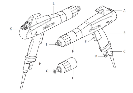 PEM - X1 Manual Powder Coating Gun Spare Handle Penggantian