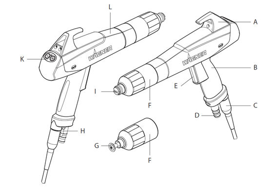 X1 Manual Powder Coating Gun Spare Replacement Handle