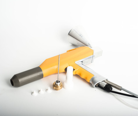 100KV Electrostatic Powder Coating Gun 150mm * 90mm Kapasitas Cup Panjang Kabel 5m