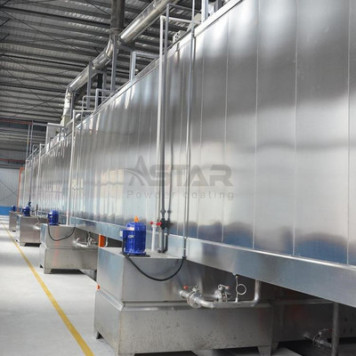 Peralatan pra-pengolahan permukaan saluran pelapis bubuk elektrostatik tersusun