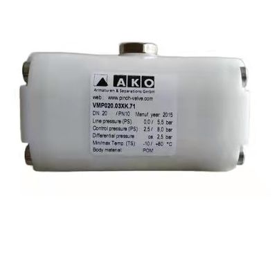AKO DN20 Pinch Valve Manual Koneksi Benang Internal Putih
