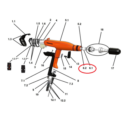 Perakitan Pipa Serbuk Atas Electron E-Gun C1/C2 Manual Gun
