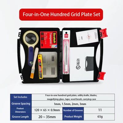 Kit Uji Adhesi Cross-Cut Lengkap dengan Pemotong Grid 1mm, Pelat Panduan & Alat